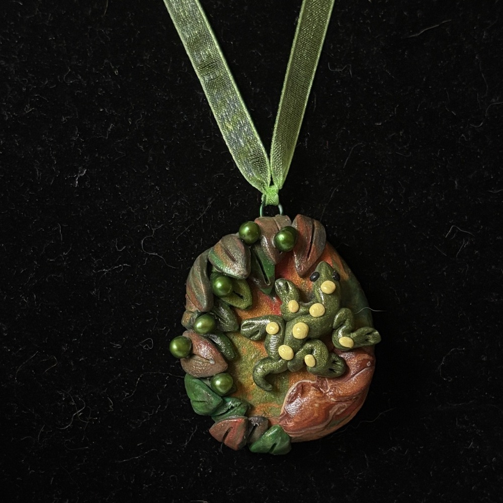 Polymer Clay Lizard Necklace/Pendant
